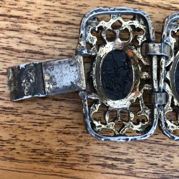 Vintage Intaglio Cabochon Link Bracelet/Earrings-Selro Selini?  Rickshaw - Picture 11 of 17